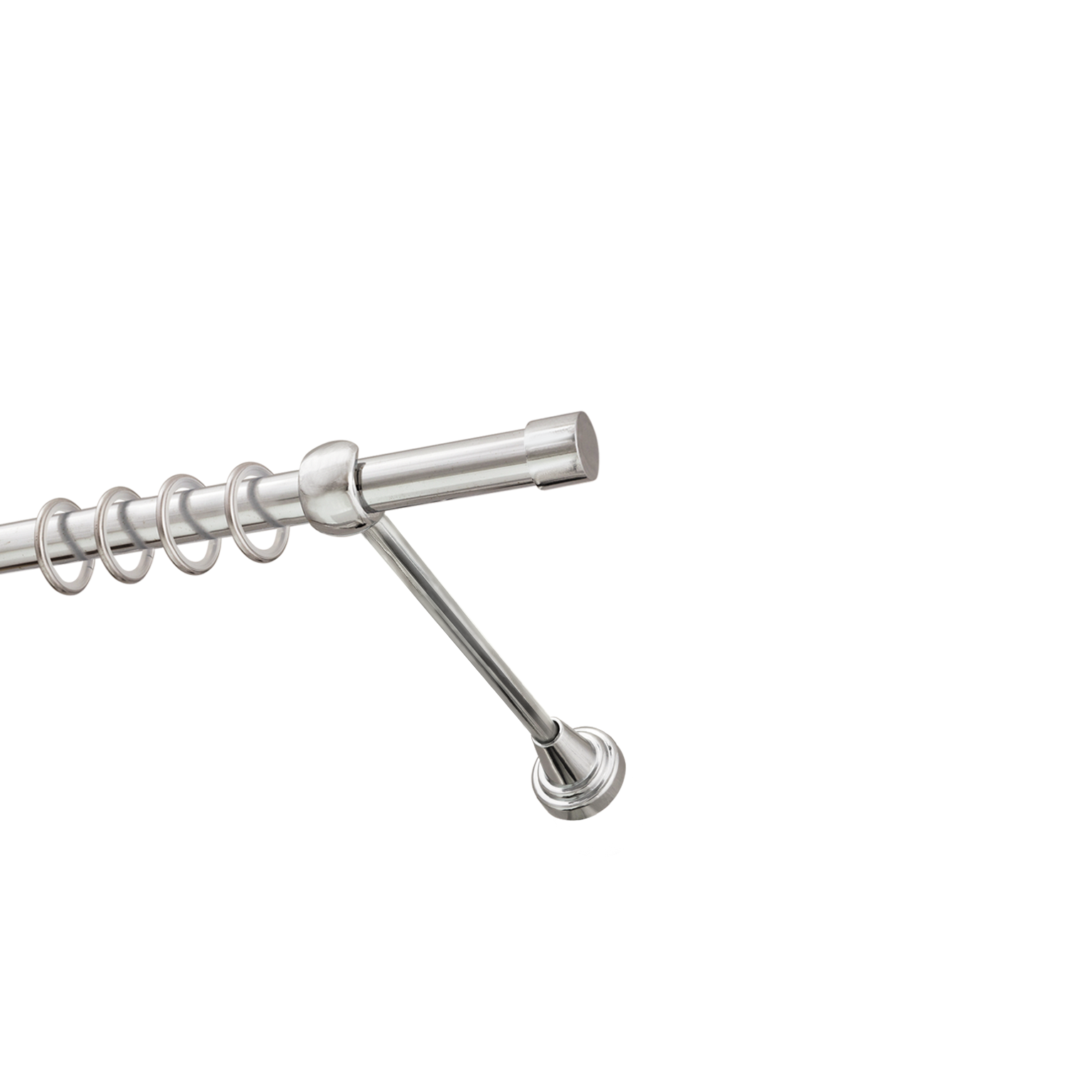 Металлический карниз для штор Заглушка, однорядный 16 мм, серебро, гладкая штанга, длина 240 см