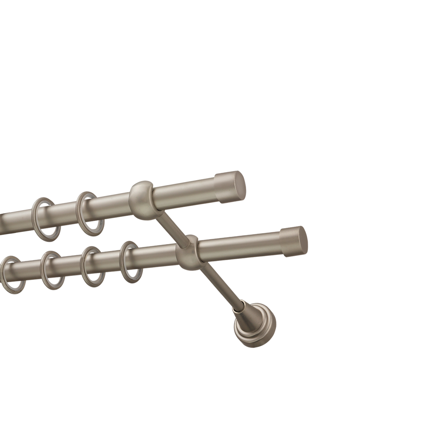 Металлический карниз для штор Заглушка, двухрядный 16/16 мм, сталь, гладкая штанга, длина 240 см - фото Wikidecor.ru
