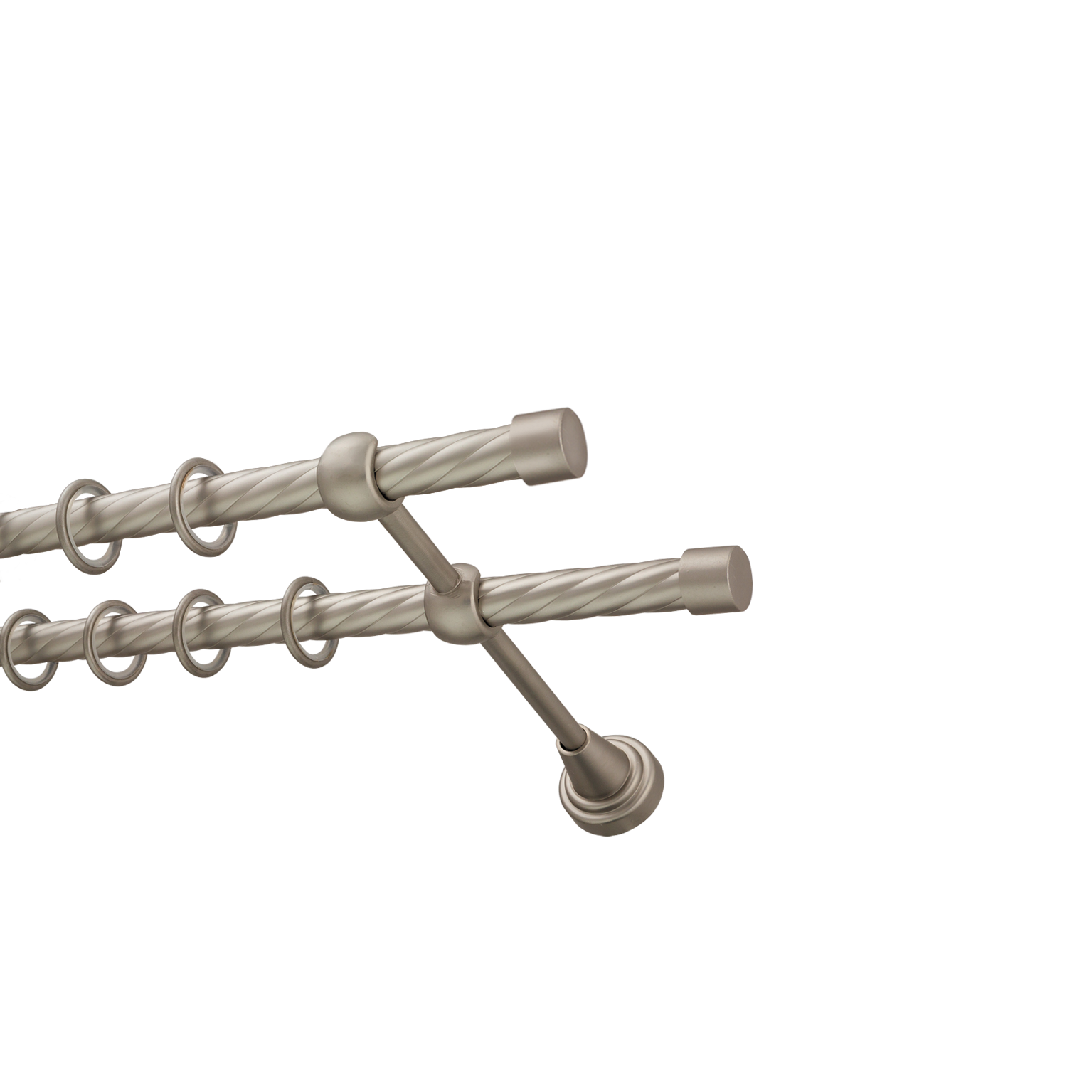 Металлический карниз для штор Заглушка, двухрядный 16/16 мм, сталь, витая штанга, длина 160 см - фото Wikidecor.ru