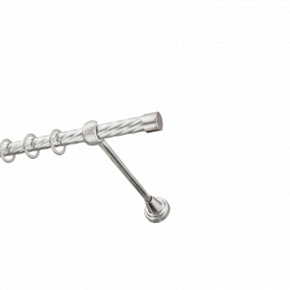 Металлический карниз для штор Заглушка, однорядный 16 мм, серебро, витая штанга, длина 180 см