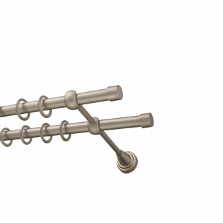 Металлический карниз для штор Заглушка, двухрядный 16/16 мм, сталь, гладкая штанга, длина 240 см
