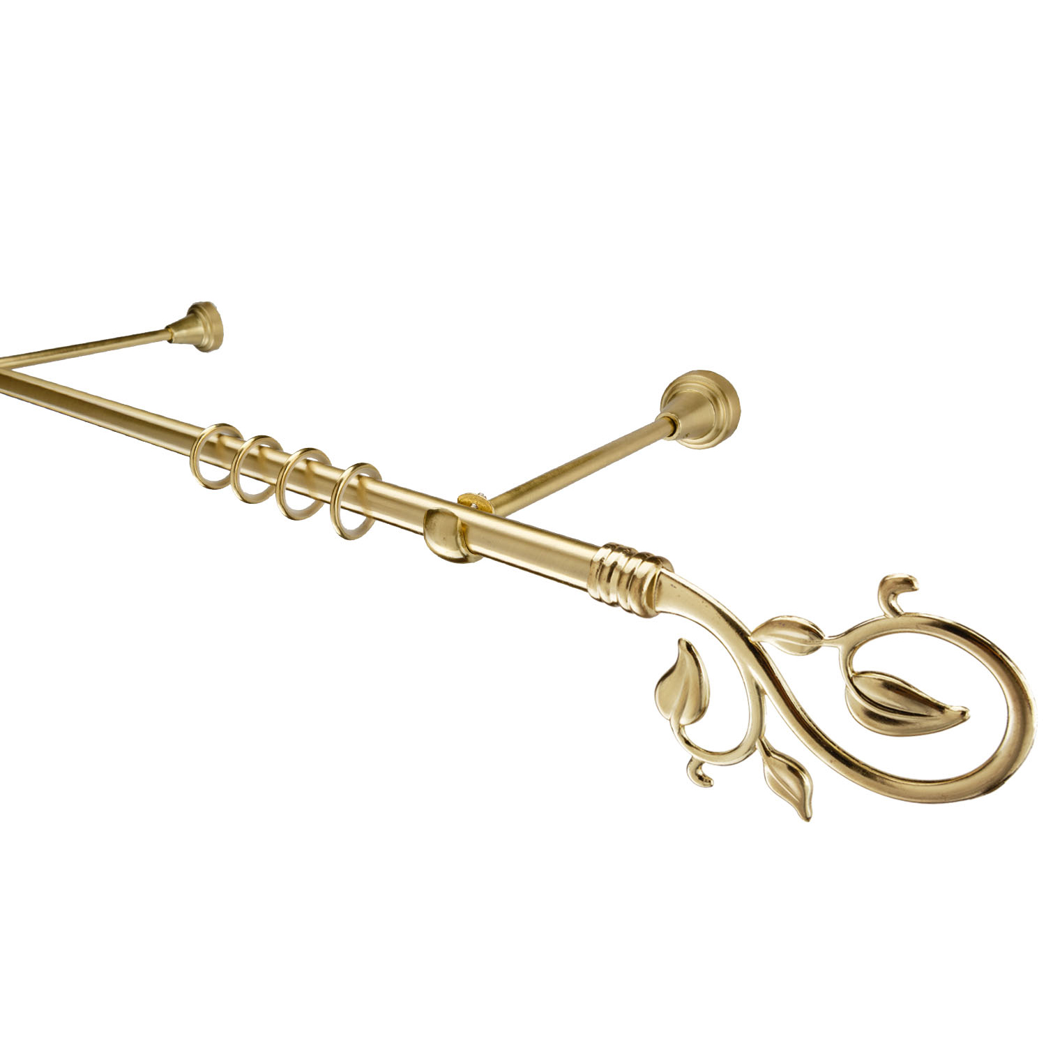 Металлический карниз для штор Амели, однорядный 16 мм, золото, гладкая штанга, длина 300 см - фото Wikidecor.ru