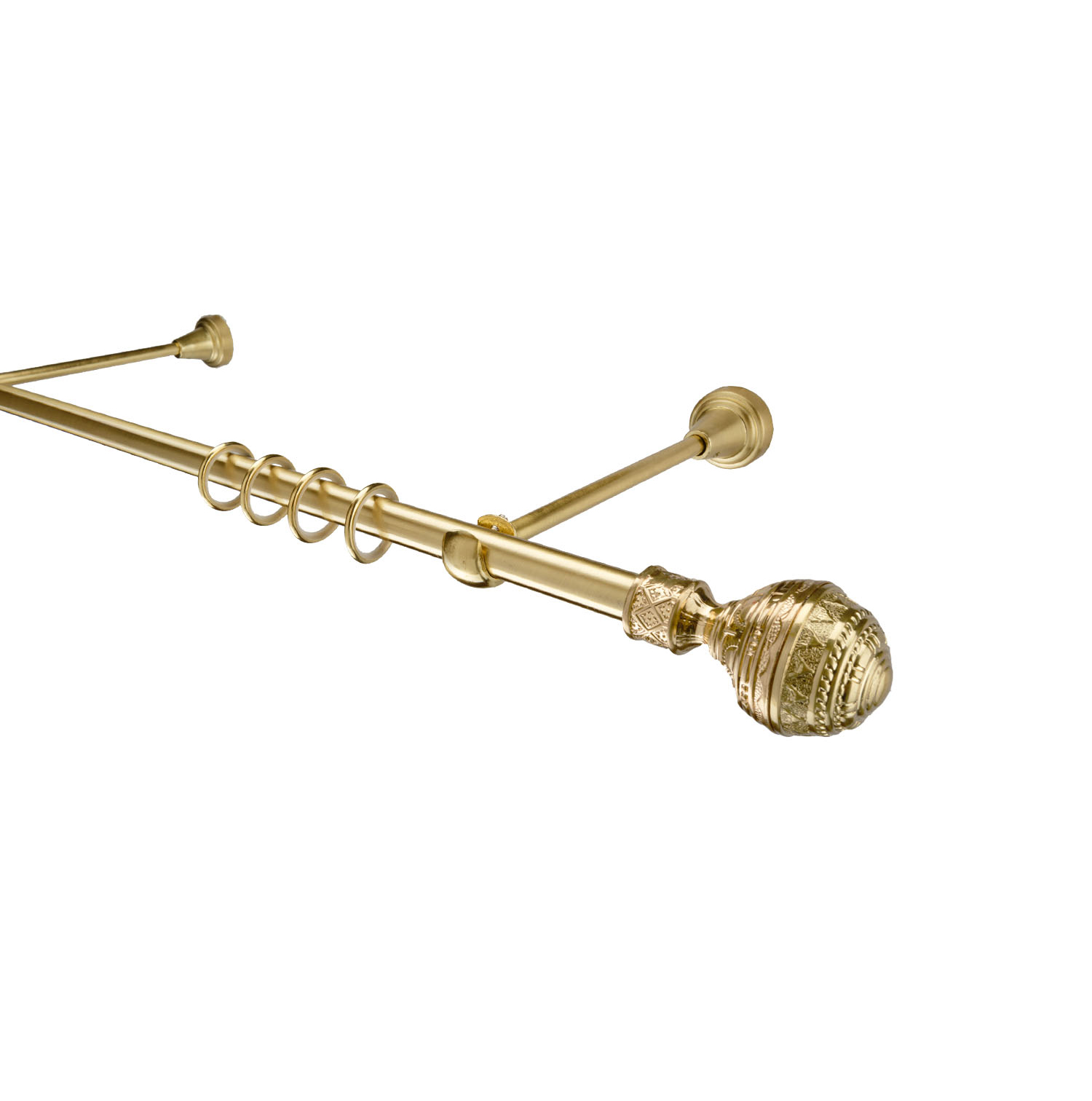Металлический карниз для штор Роял, однорядный 16 мм, золото, гладкая штанга, длина 180 см - фото Wikidecor.ru
