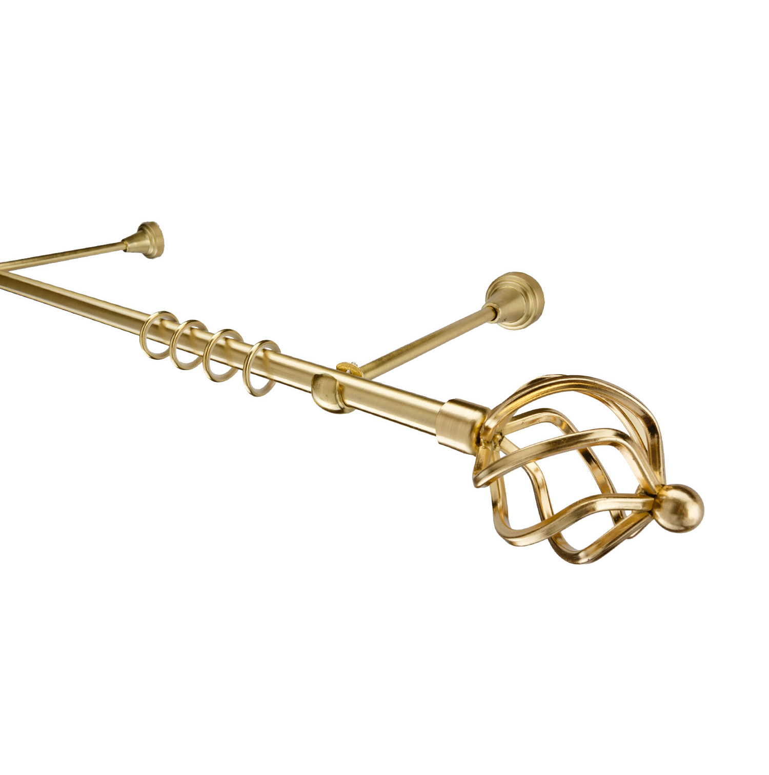 Металлический карниз для штор Солярис, однорядный 16 мм, золото, гладкая штанга, длина 180 см - фото Wikidecor.ru