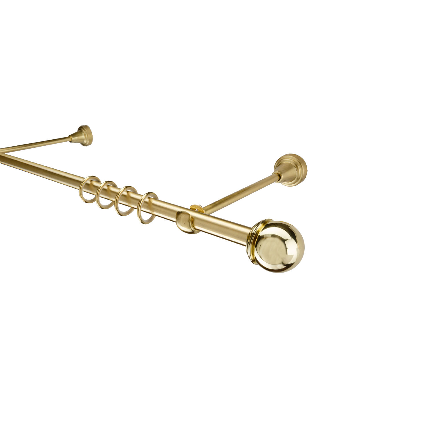 Металлический карниз для штор Вива, однорядный 16 мм, золото, гладкая штанга, длина 300 см - фото Wikidecor.ru