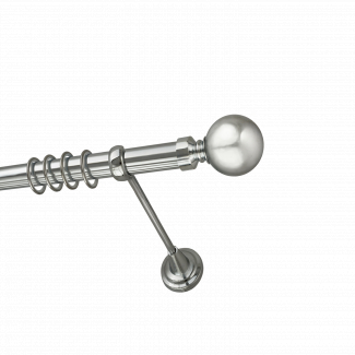 Металлический карниз для штор Лагуна, однорядный 28 мм, серебро, универсальная штанга, длина 140 см