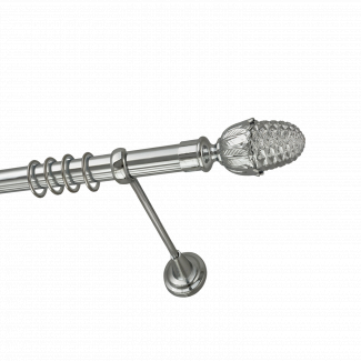 Металлический карниз для штор Домино, однорядный 28 мм, серебро, универсальная штанга, длина 180 см