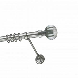 Металлический карниз для штор Купол, однорядный 28 мм, серебро, универсальная штанга, длина 160 см