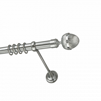 Металлический карниз для штор Мурано, однорядный 28 мм, серебро, универсальная штанга, длина 160 см